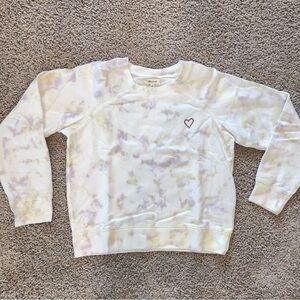 Madewell Heart Embroidered (Re)sourced Cotton Sweatshirt in Tie-Dye Size Medium